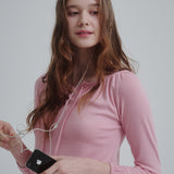 Lace Up Long T-shirt (Pink)