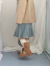 Suede Rabbit Fur Boots