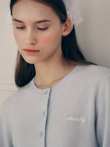 CASHMERE BLENDED BASIC CARDIGAN LIGHT BLUE
