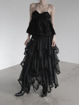 Cherian Chiffon Unbalance Tiered Skirt