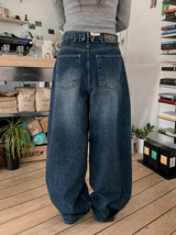 ディープブルーバルーンワイドデニムパンツ