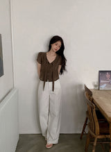 Darunel Cotton Hidden Banding Wide Pants (3color/ 2type)