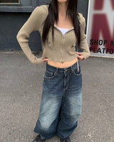 Back damage denim pants