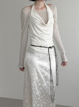 Renne See-through Boat Neck Long Sleeve Tee