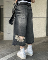 スパークデストロイデニムバミューダパンツ