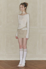LACE BOATNECK TOP white
