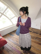 Noelle Vintage Check Banding Long Skirt