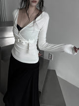 belted wrap V-neck T (2color)