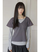 WRAP SHIRRING TOP(CHARCOAL)