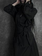 シフォンスカーフハイネックシャツ (2color)