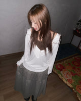 (3color) ティニーフローラルティアードロングスカート