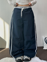 LOW-RISE NYLON TRACK WIDE PANTS 🖤🤎🩷💙4COLOR