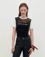ブロックグラフィックSS Tシャツ _ ブラウン