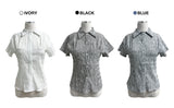 Ripple Mood Stripe Span Shirring Short Sleeve Shirt (3 colors)