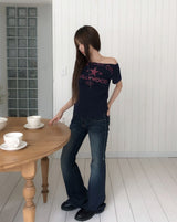 Rika Stitch Low Bootcut Denim Pants