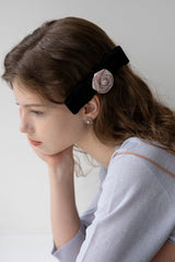 Rose velvet ribbon hairpin (2colors)