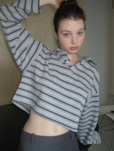 Row Stripe Crop Tee [gray]