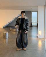 Dot heavy brushed balloon denim pants