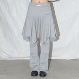 [Set] Unbalance Skirt Layered Pintuck Pants (Gray) F25QD894