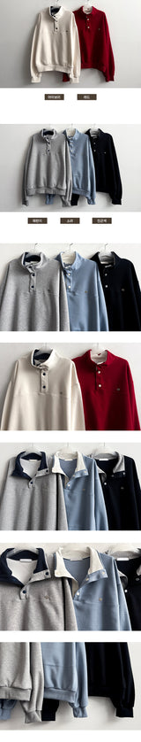 P.V. badge color button sweatshirt