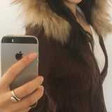 Penk Twisted fur Hooded Slim Fit two-way Knitwear Zip-Up