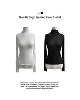 シースルーレイヤードポラーインナーTシャツ (2 colors)