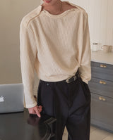 Rubber Velour Double Henley Neck Knit