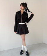 ステッチ ロゴ プリーツ スカート [ワンカラー]
