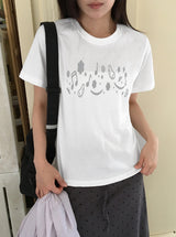 26SS★ [BAONHAUS] Podenne Printed Crop Short Sleeve Tee
