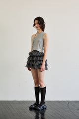 BEBE UNBALANCE SLEEVELESS TOP / GRAY