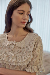 ULLALA PAJAMA Lili Short-sleeve Two-piece  Ivory[24151WTSSN]