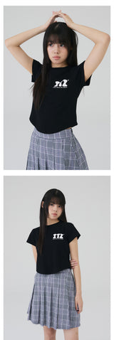 ITZ ミニロゴクロップTシャツ　ブラック
