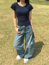 カービークラックカーブドデニムパンツ (1c)