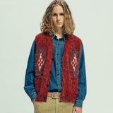 chimayo pattern brushed knit vest brick