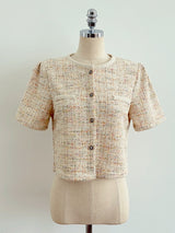 Vezn Color Matching Tweed Short Sleeve Jacket