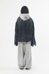 Crack washed over denim jacket