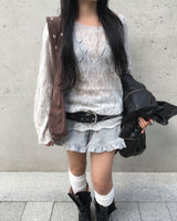 モヘアパンチングニット