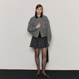 Herringbone Wool Bomber Jacket _ Grey