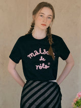 MAISON DE ROLA エンブロイダリーTシャツ ブラック