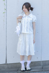 rosette pocket skirt(white)