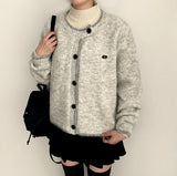 Board Two-Tone Line Emblem Badge Round Cardigan