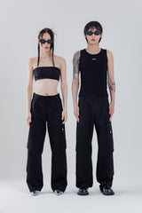 multi layered pants_ black