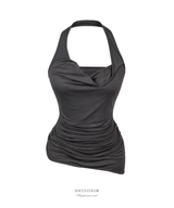 Silky Draped Halter Top (4color)