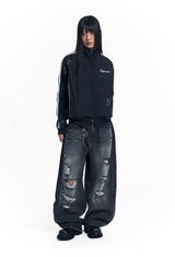 Dirty Nylon Piping Track Jacket - Black