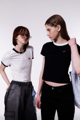 SMALL CHERRY RINGER T-SHIRT [WHITE]
