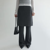 [Rikella] Banding Midi Skirt Layered Bootcut Pants -3color