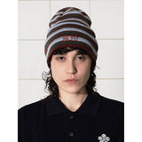 LOGO STRIPE BEANIE / BRICK