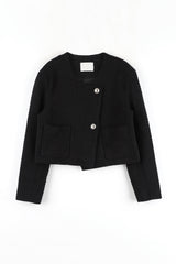Cotton diagonal tweed jacket
