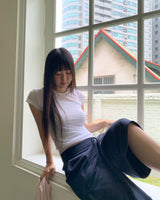 モビクバンディングピンタックカーゴバミューダパンツ