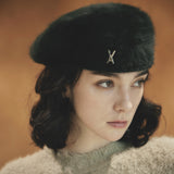 VA Stud Angora Hunting Cap / Black